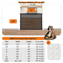 NWK Magic Dog Gate 6-hooks close-up emphasizes reinforced strength to deter climbing.