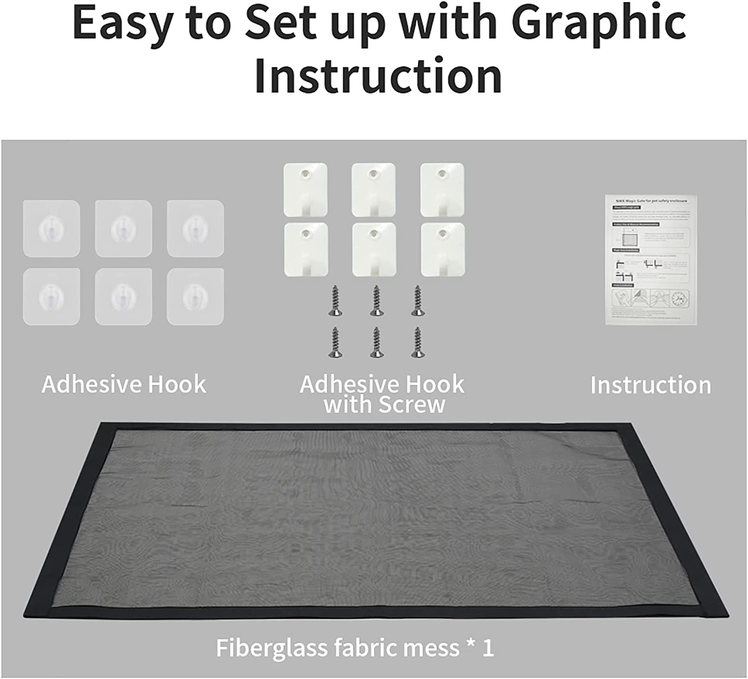 NWK Magic Dog Gate drywall-screws image highlights optional hardware for uneven walls.