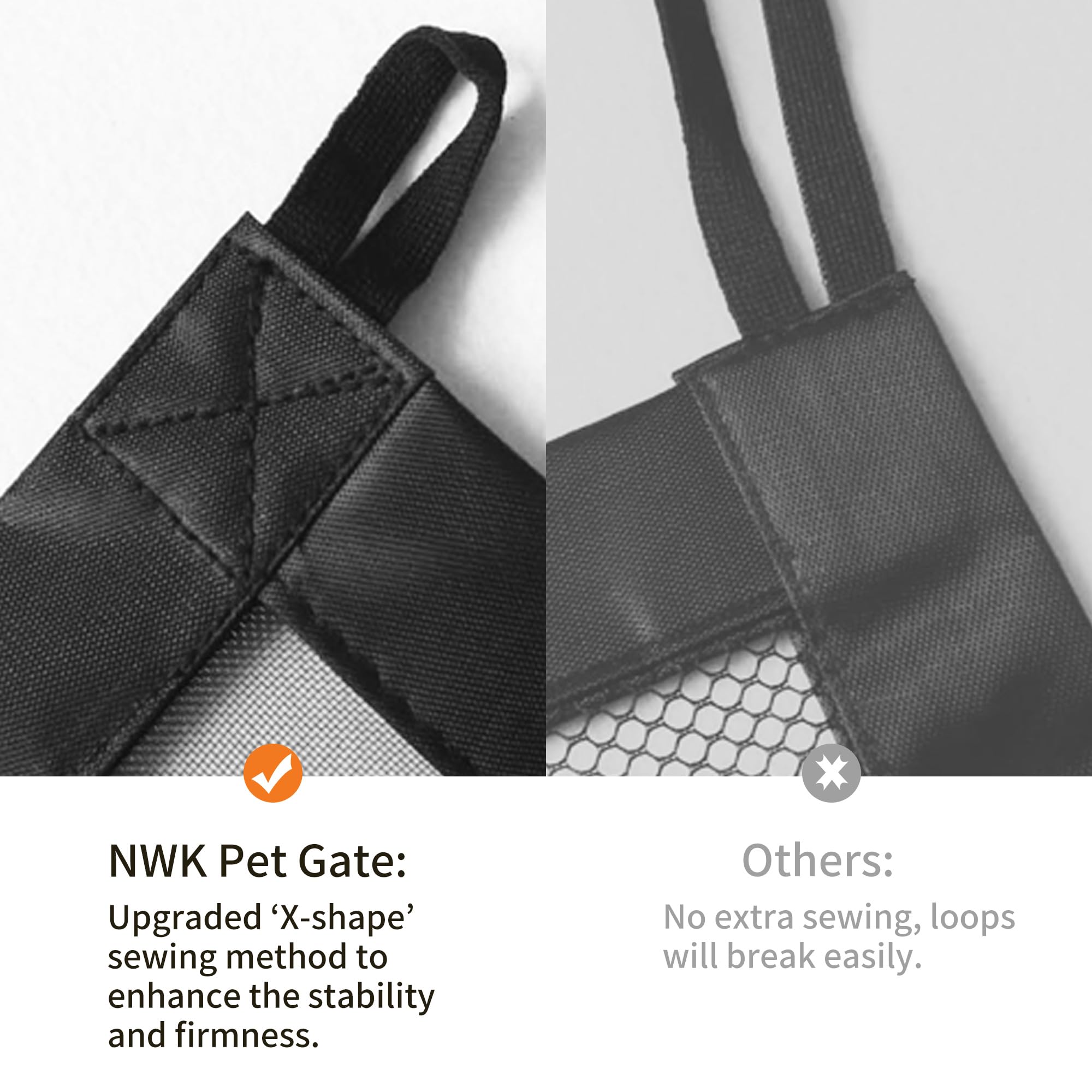 NWK Magic Dog Gate durable woven fabric resists claws and stress during busy days.