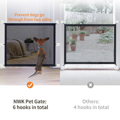 NWK Magic Dog Gate fiber glass weave illustrates durable construction resisting claws and wear.