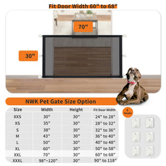 NWK Magic Dog Gate six-hooks closeup highlights reinforced stability for active dogs.