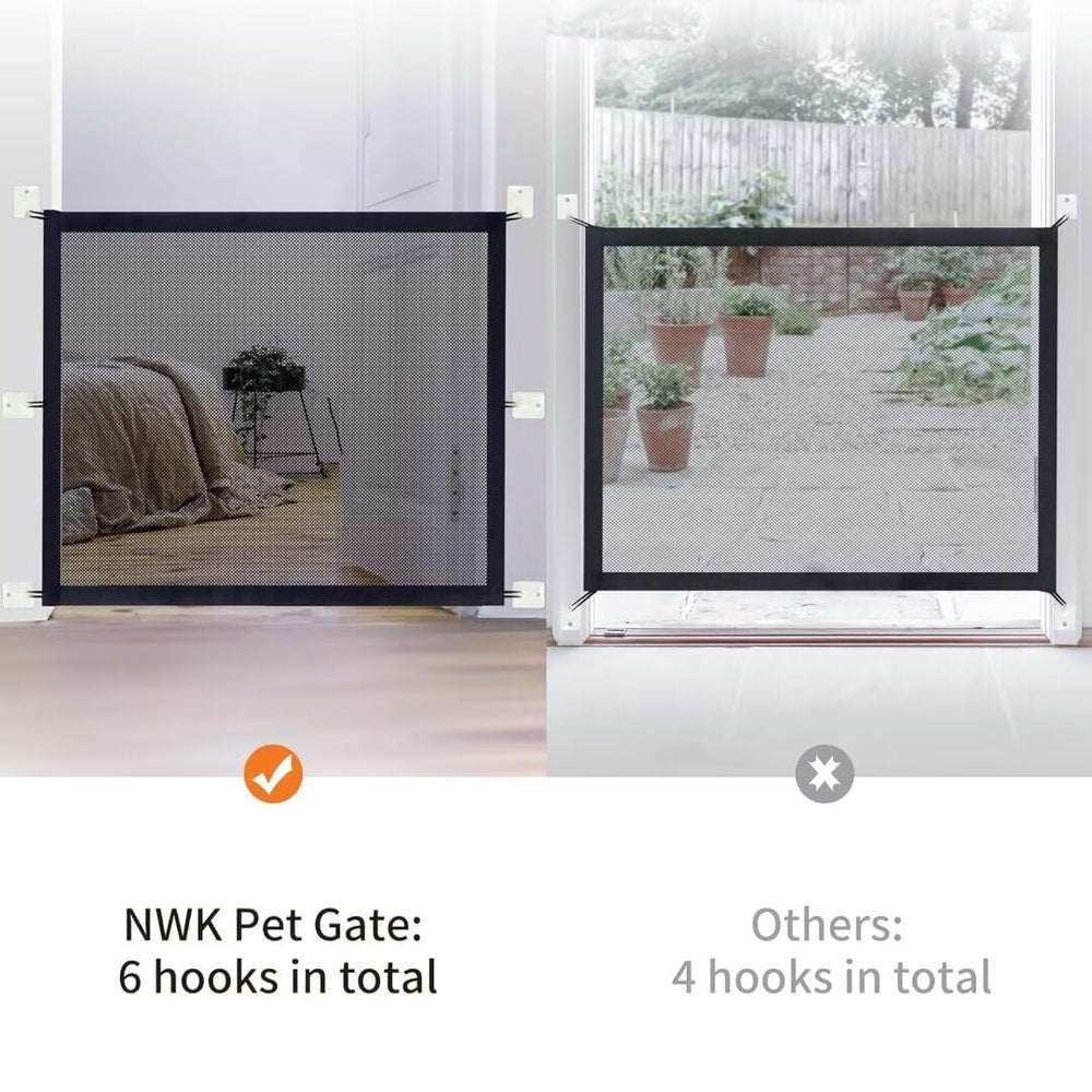 NWK Magic Dog Gate six-hooks design provides extra stability to deter crossing.