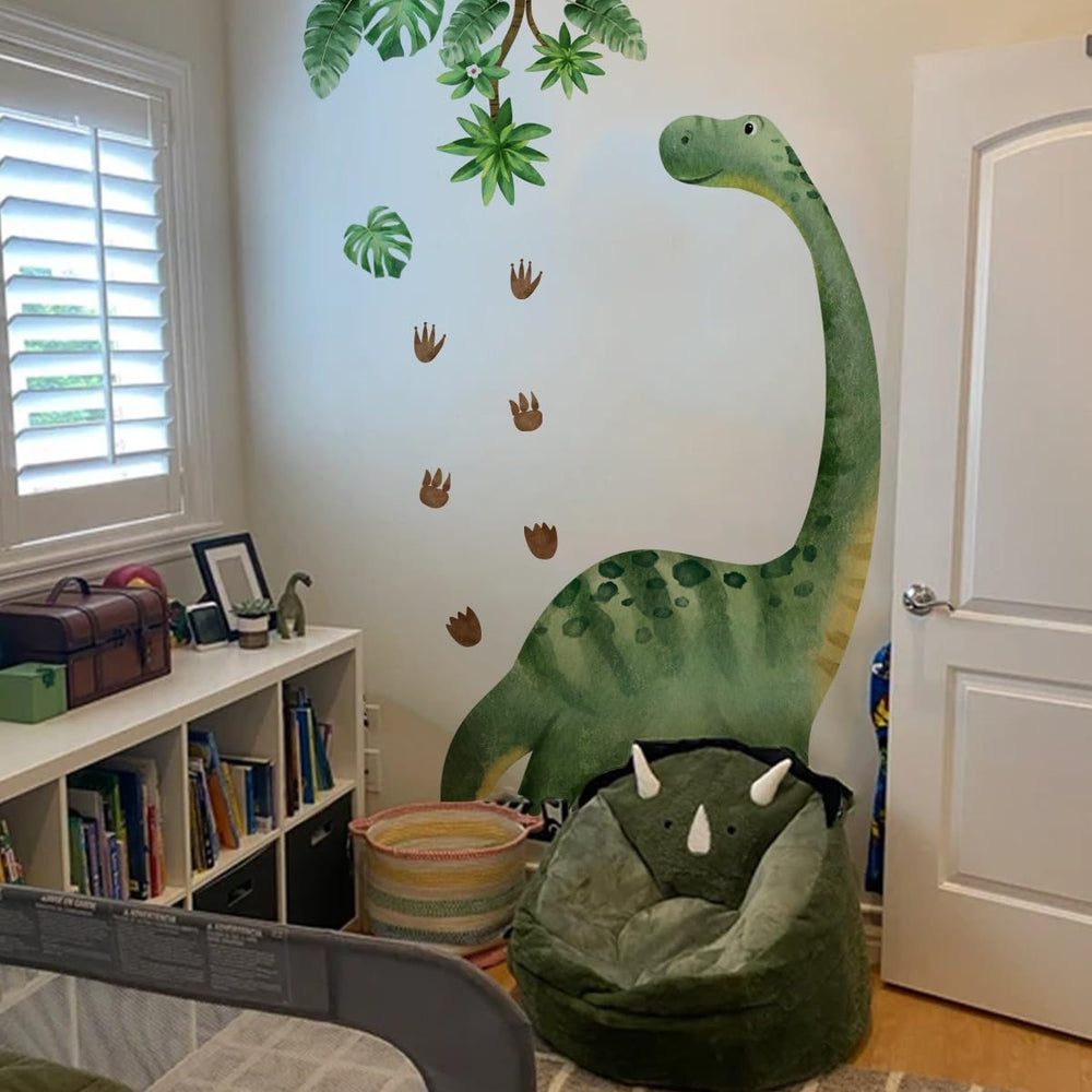 NXUEBDU dinosaur wall decal dino-footprints adds playful decor for kids' rooms.