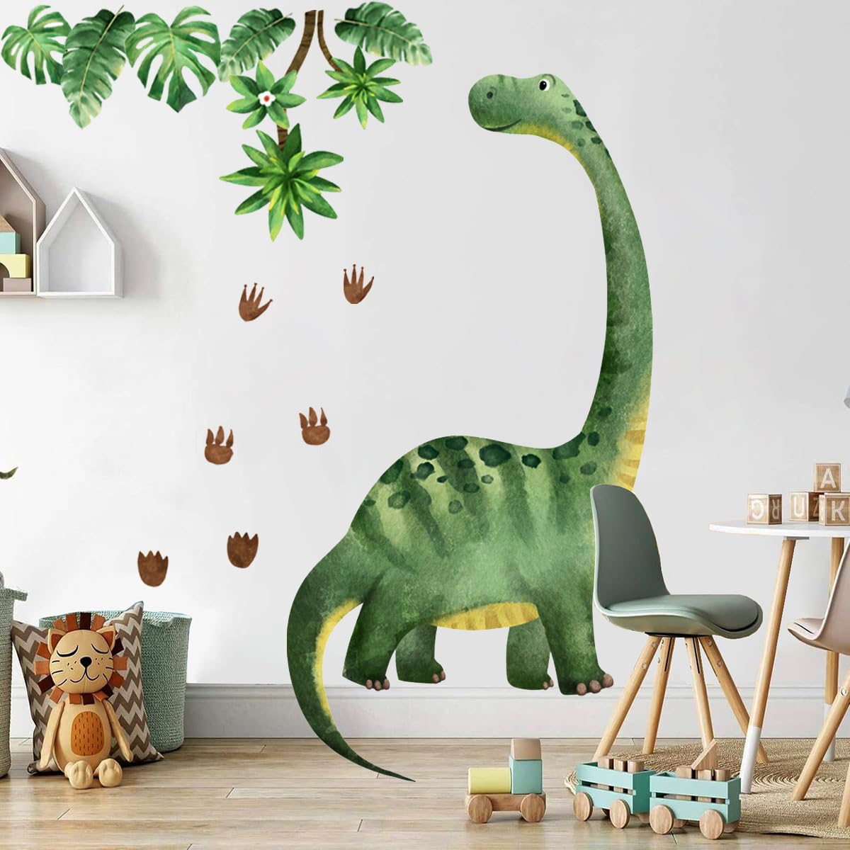 NXUEBDU dinosaur wall decal waterproof withstands kid-friendly play and spills.