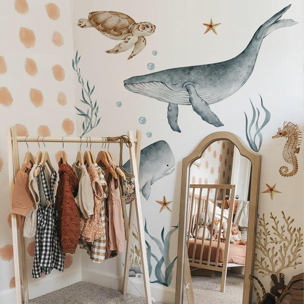 NXUEBDU Ocean Wall Decal Coral cluster brightens walls and complements any ocean theme.
