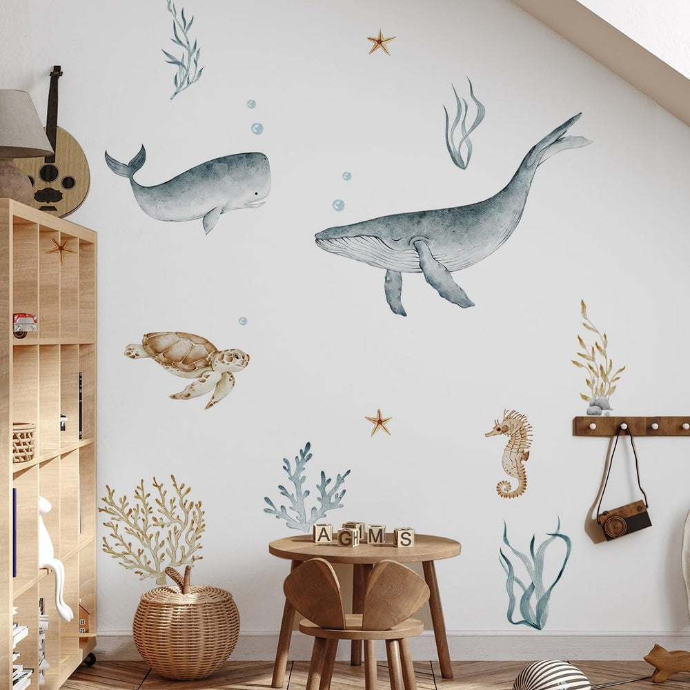 NXUEBDU Ocean Wall Decal Seahorse sparks imaginative oceanscape play and simple repositioning.