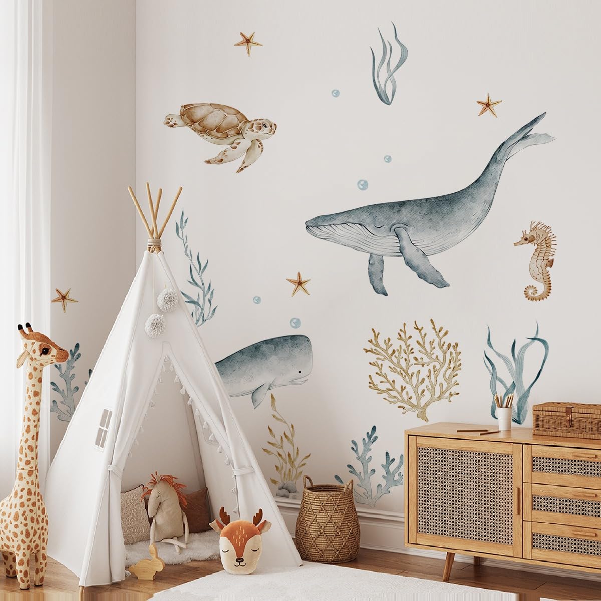 NXUEBDU Ocean Wall Decal Shark creates a bold focal point and quick decor updates.