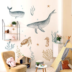 NXUEBDU Ocean Wall Decals whale illustration supports imaginative undersea play and easy room refresh.