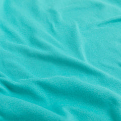 N&Y HOME jersey-knit 13x18 aqua pillowcase demonstrates secure fit with 4-way stretch for toddlers.