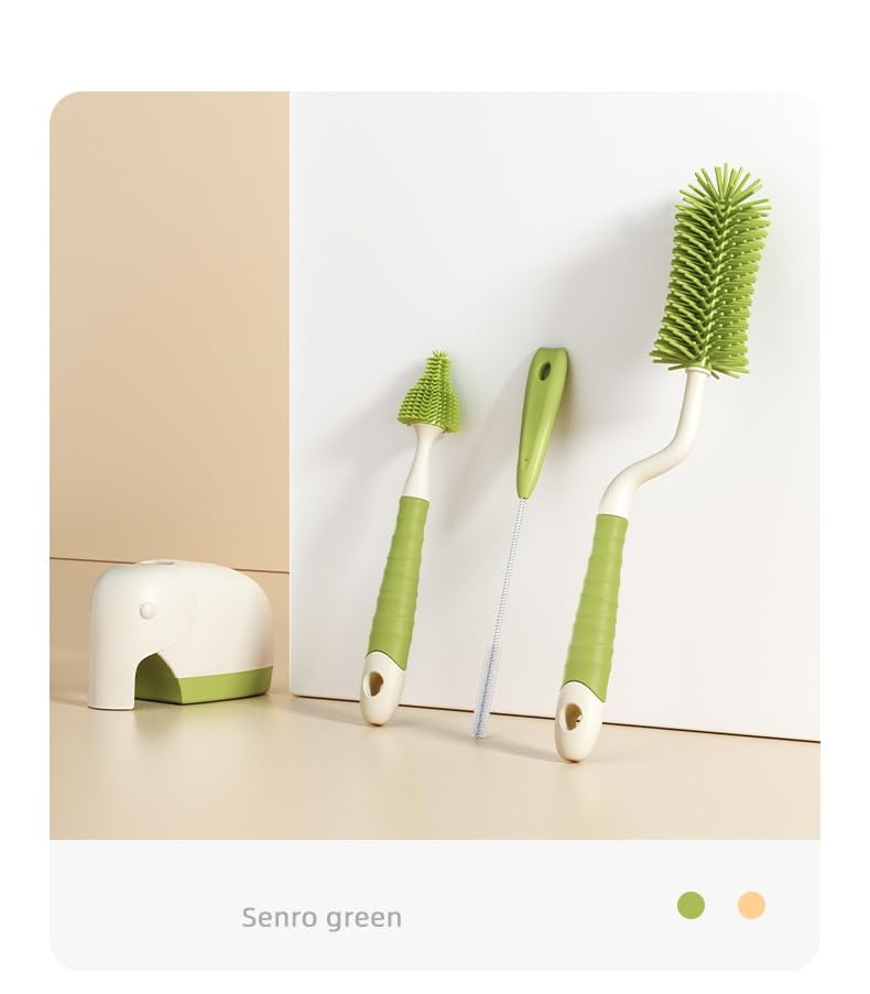 Nylon straw brush green reaches straw interiors for thorough cleaning