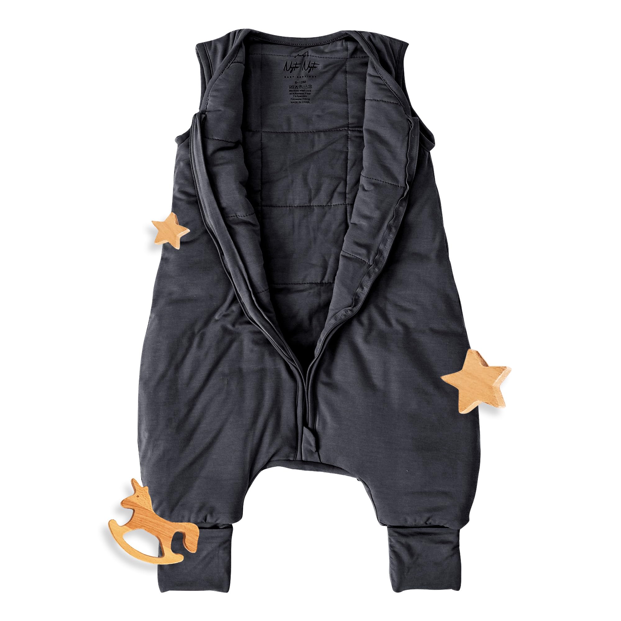 Nyte Nyte Baby sleep sack gray fabric texture highlighting breathable material for cozy sleep.