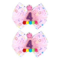 NYTGAH 2pcs birthday hair bow pink confetti for party styling and photo prop use