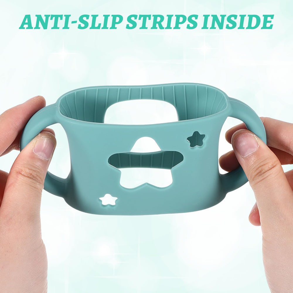 NYTGAH bottle holder purple star enhances self-feeding grip on wide-neck bottles