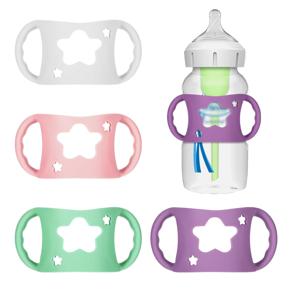 NYTGAH white four-pack bottle holder for hands-free feeding with Dr Brown bottles.