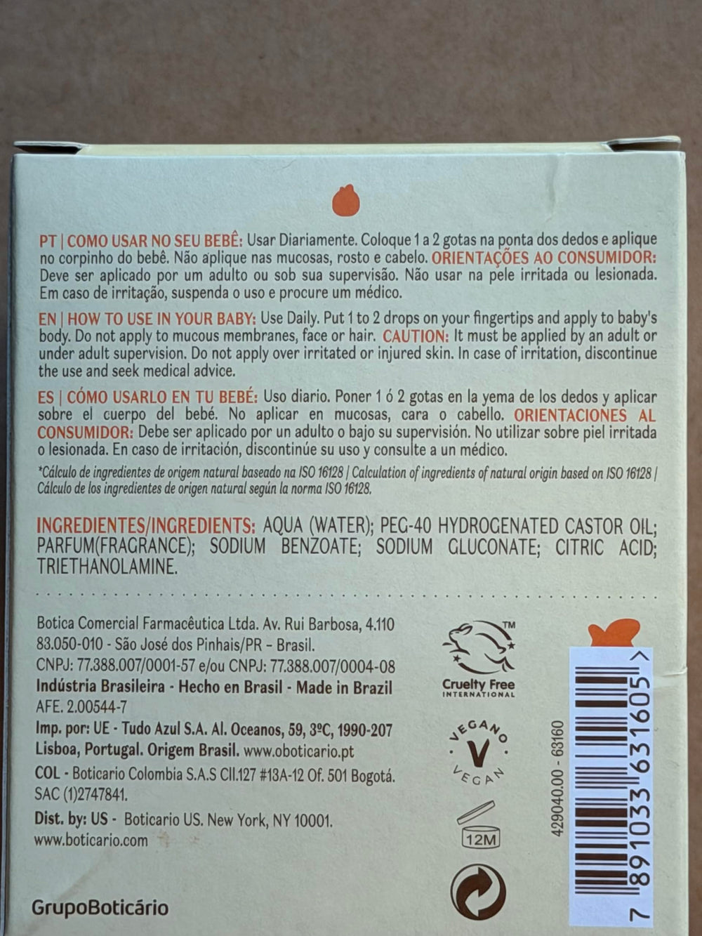 O Boticário Boti Baby Sun Cologne made-in-brazil—quality, eco-conscious care