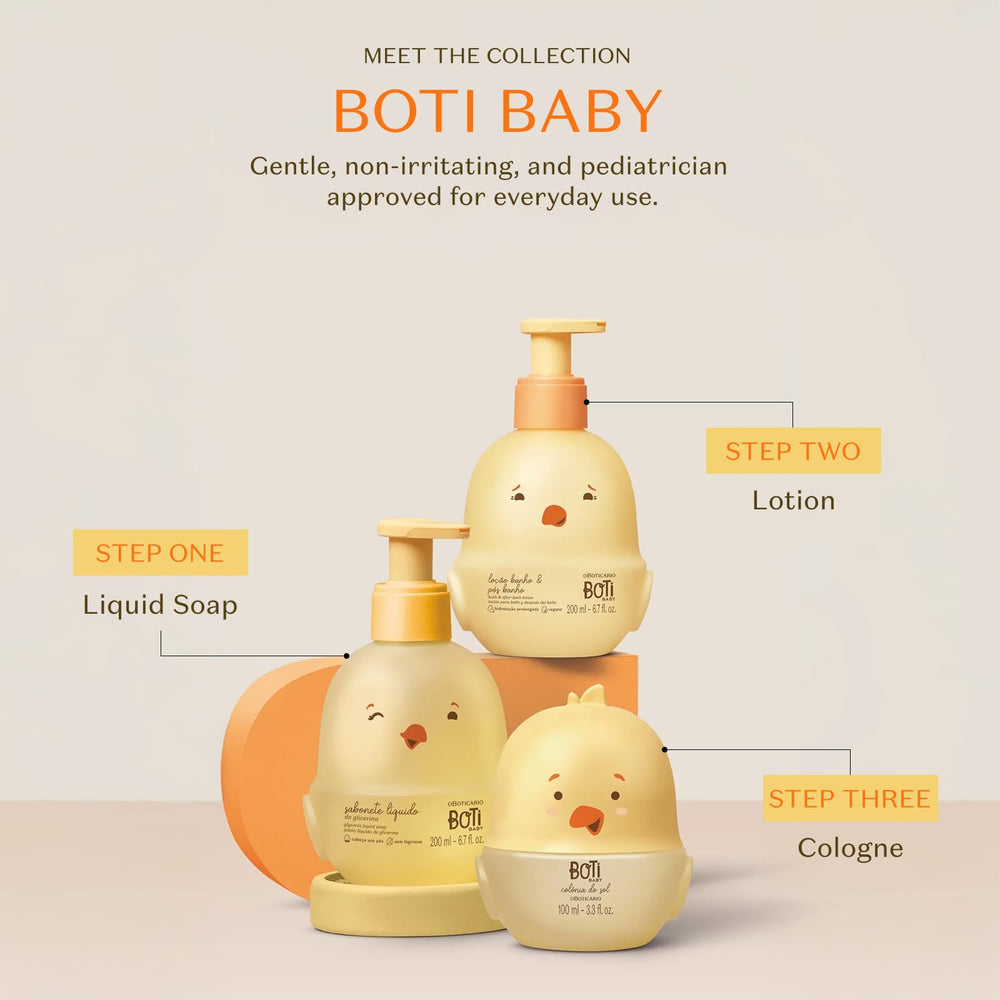 O Boticário Boti Baby Sun Cologne sandalwood-vanilla base—cozy, relaxing scent