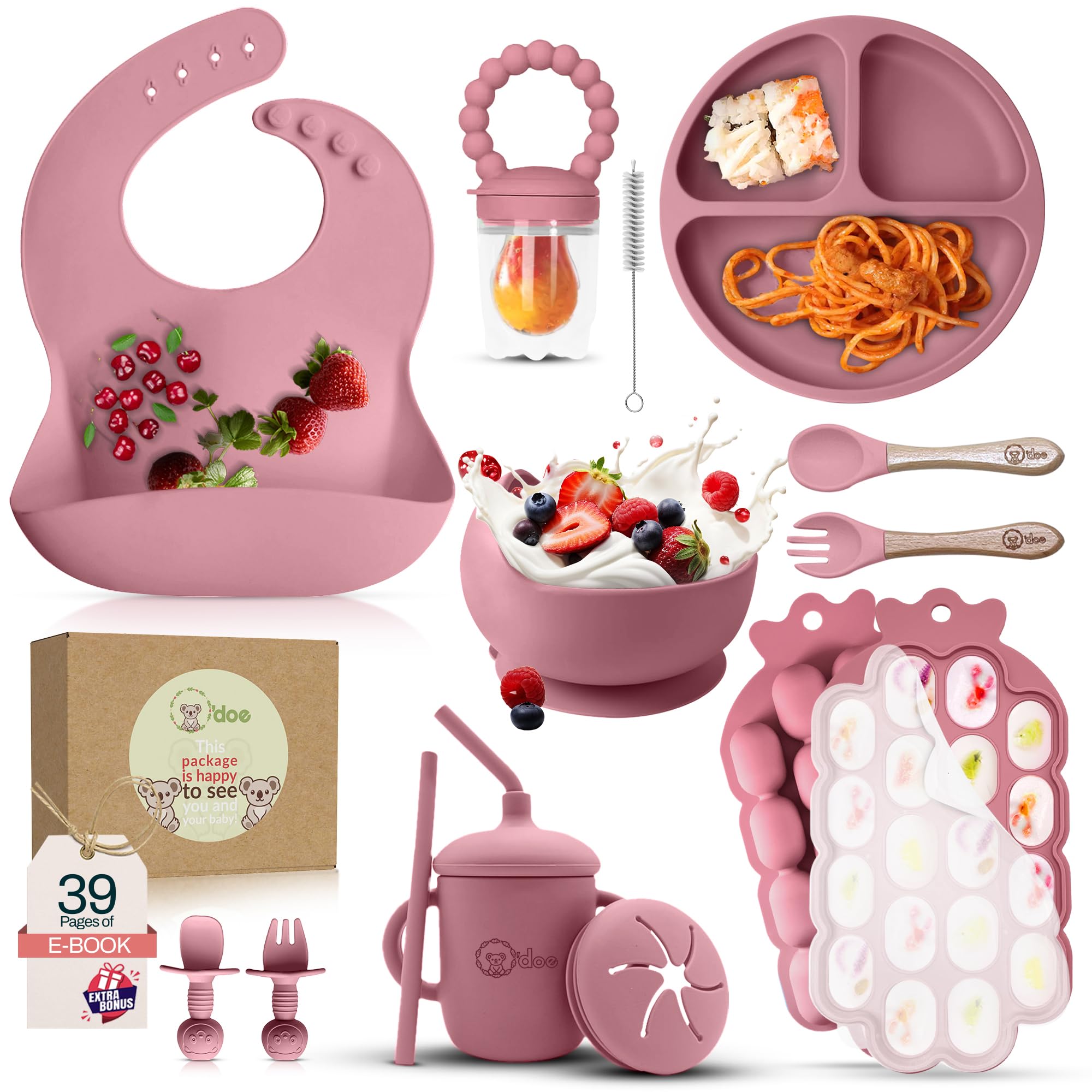 O'doe suction plate shown with bowl for mess-free self-feeding benefits