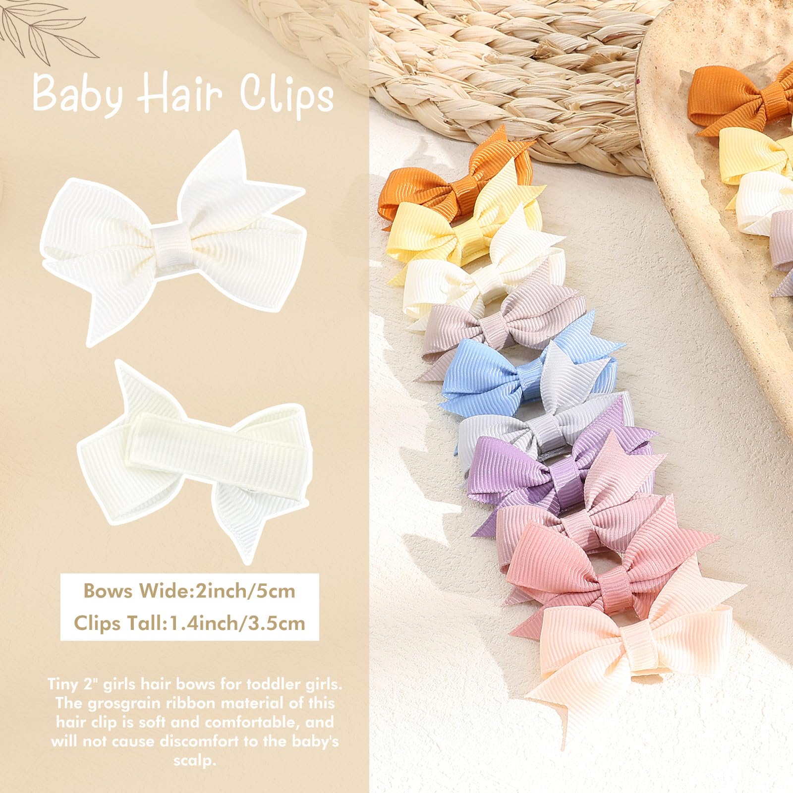 OAOLEER 12 colors baby bows pack for versatile outfits and easy mix-and-match