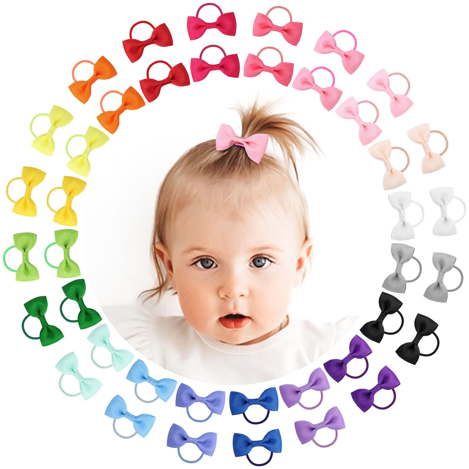 OAOLEER 2inch baby hair ties with bows set keeps little ponytails secure during playtime.