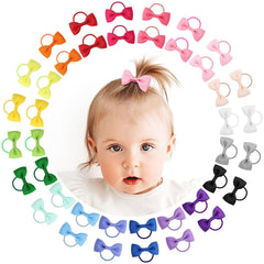 OAOLEER 2inch baby hair ties with bows set keeps little ponytails secure during playtime.