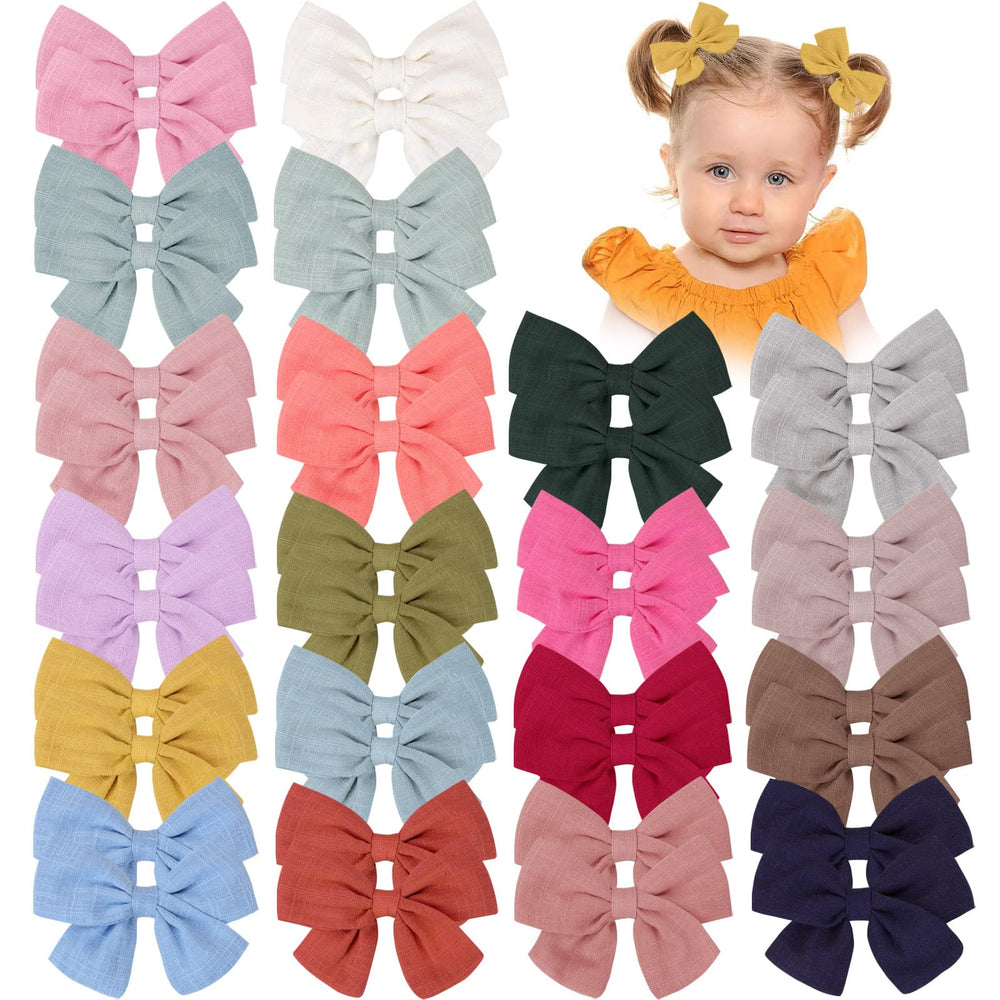 OAOLEER 40-piece linen hair bows in neutral colors for versatile daily styling.