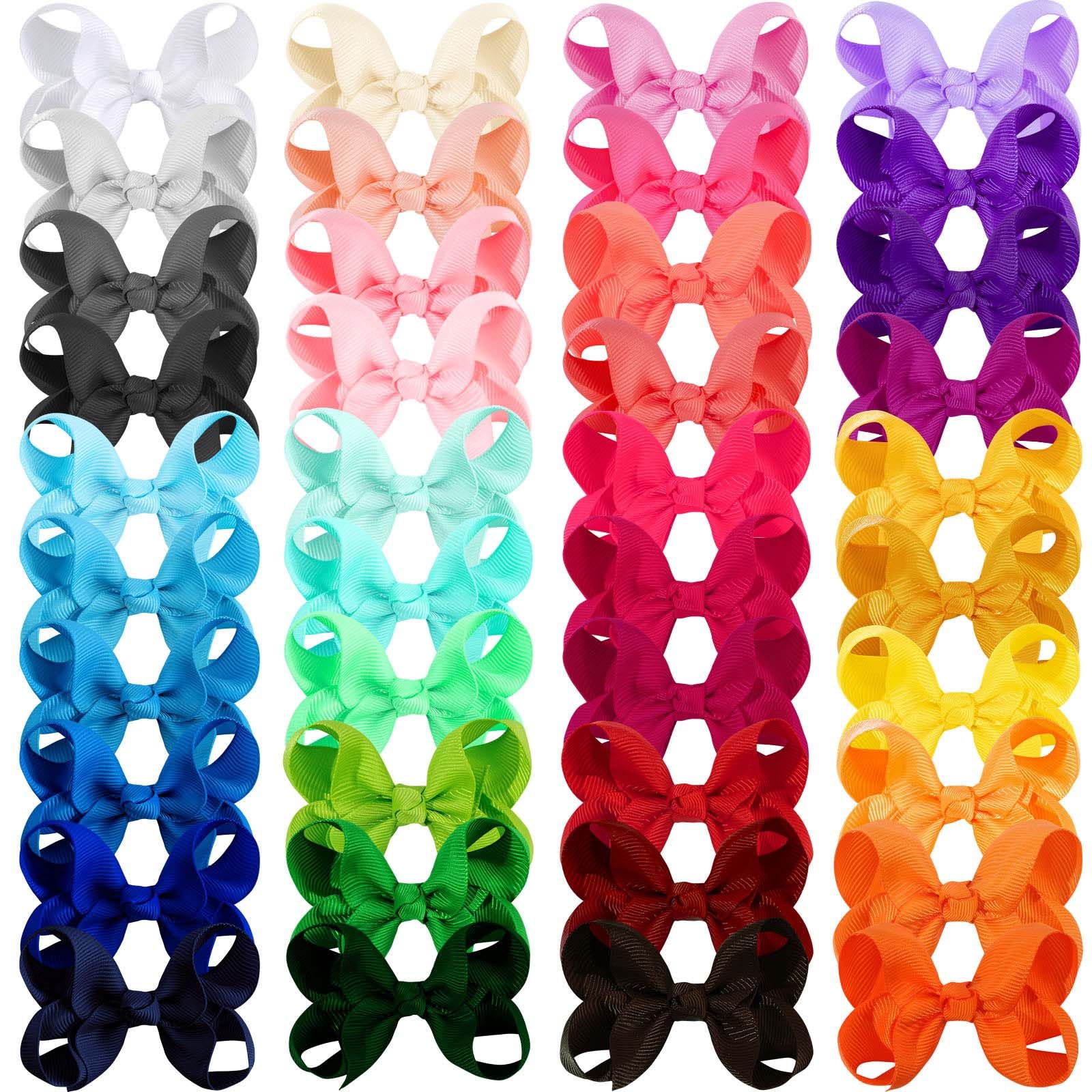 OAOLEER 40 colors 3-inch hair bows pack with vibrant hues for mix-and-match daily outfits.