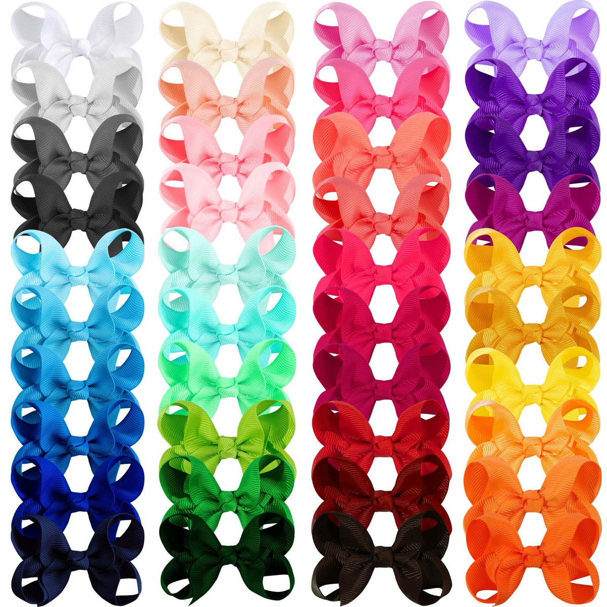 OAOLEER 40 colors 3-inch hair bows pack with vibrant hues for mix-and-match daily outfits.