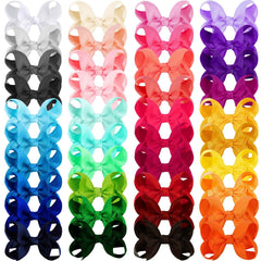 OAOLEER 40 colors 3-inch hair bows pack with vibrant hues for mix-and-match daily outfits.