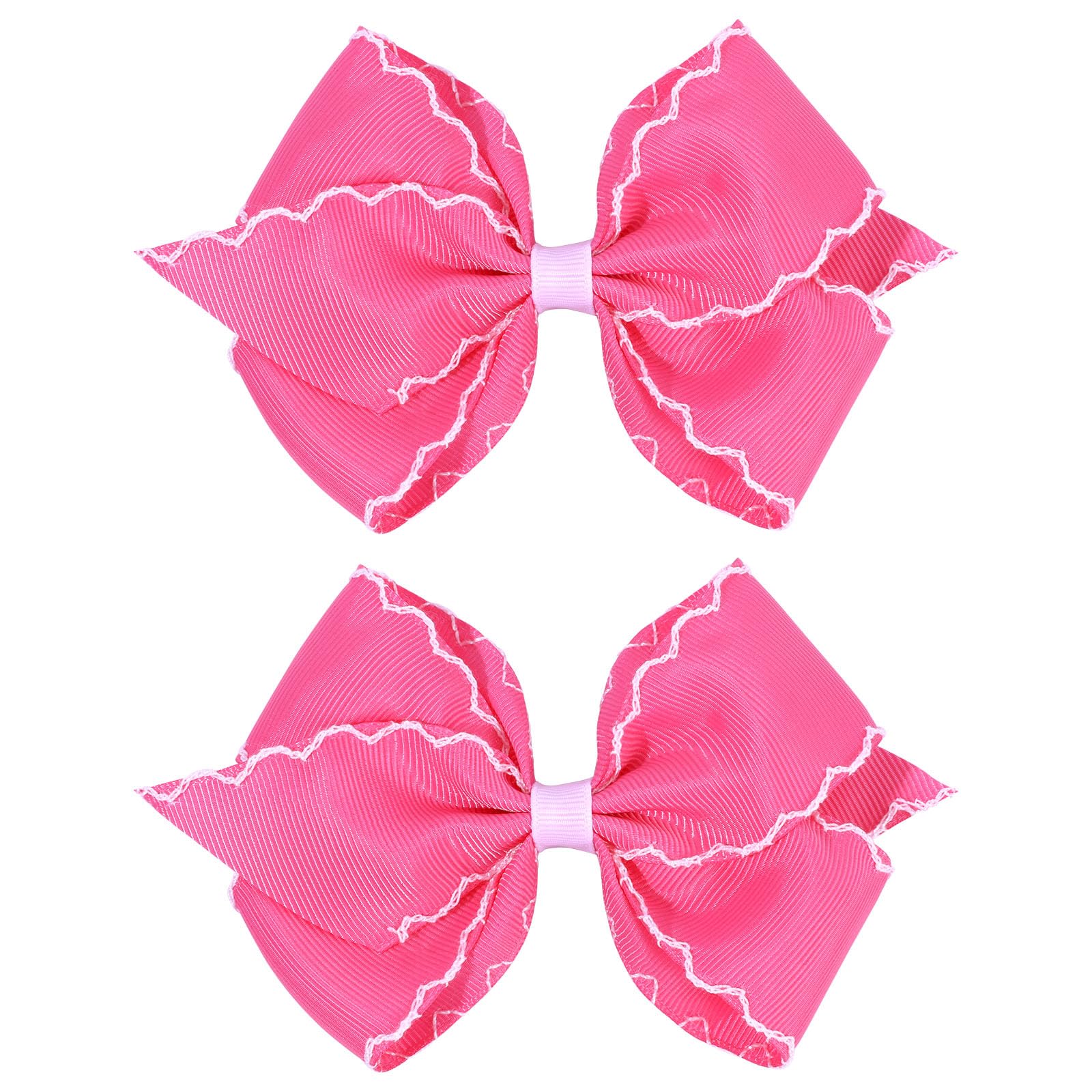 OAOLEER 5in pink hair bow on clip for secure toddler styling