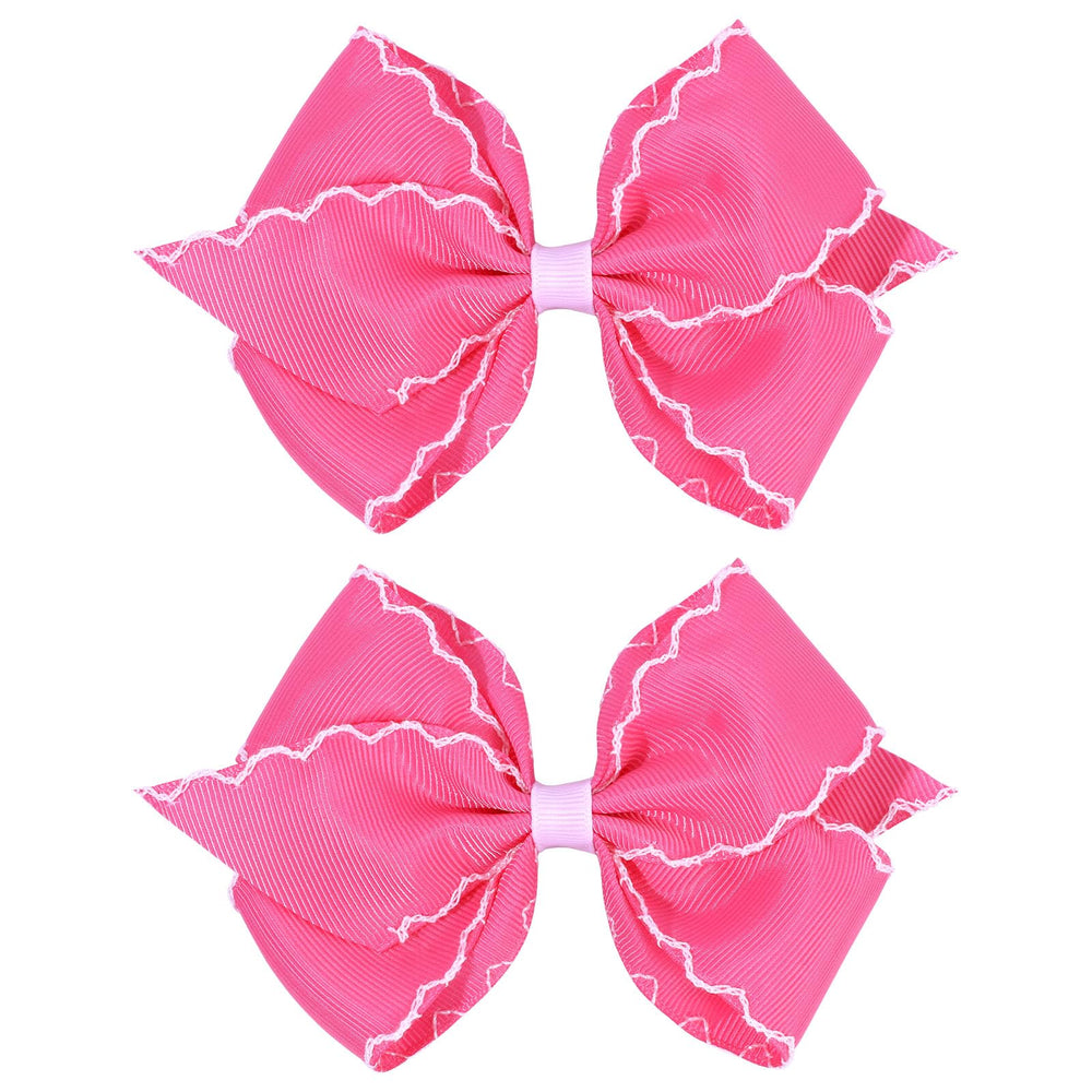 OAOLEER 5in pink hair bow on clip for secure toddler styling