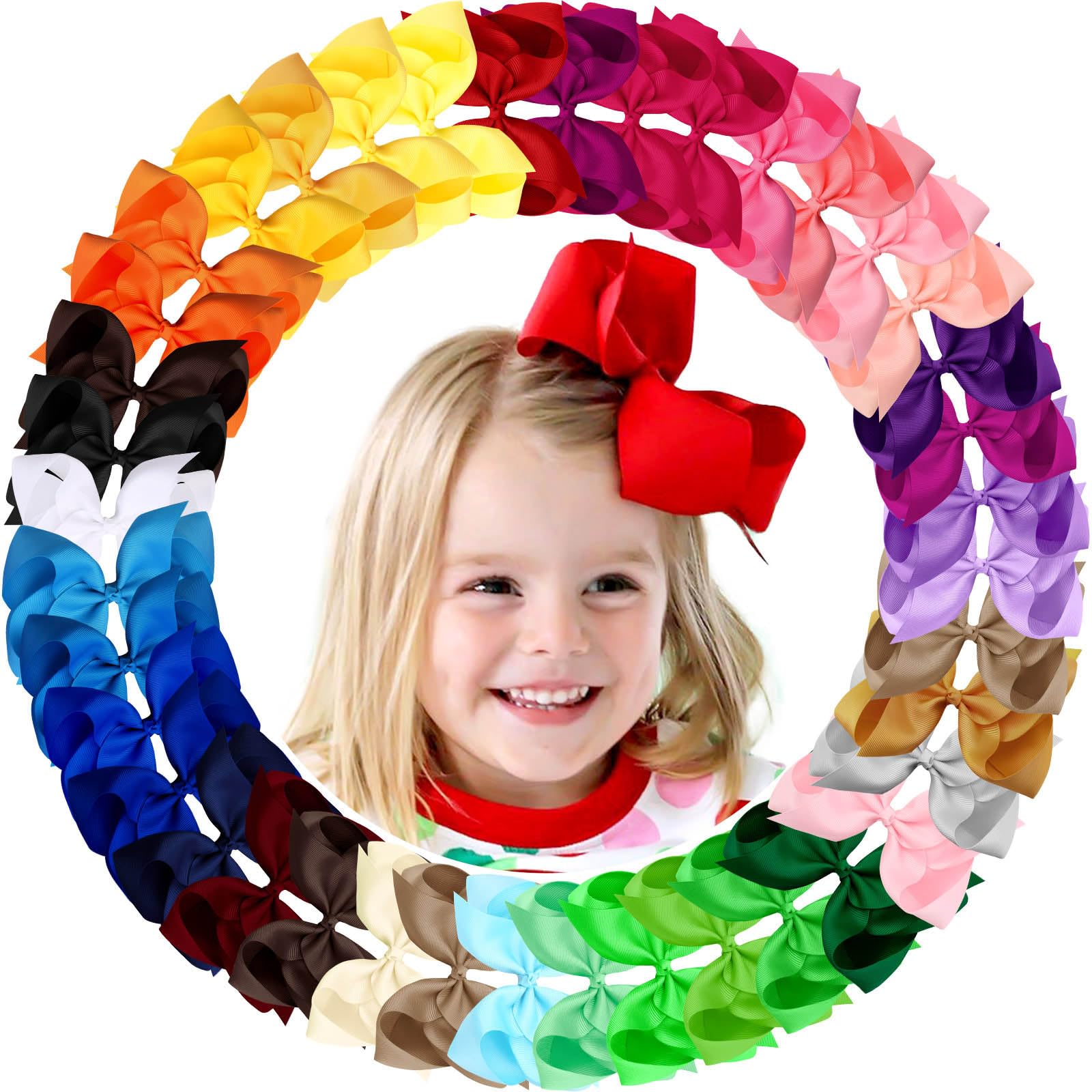 OAOLEER 6-inch hair bows with alligator clip closeup for daily wear