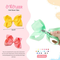 OAOLEER 6-inch grosgrain bows with clips secure toddler hairstyles.