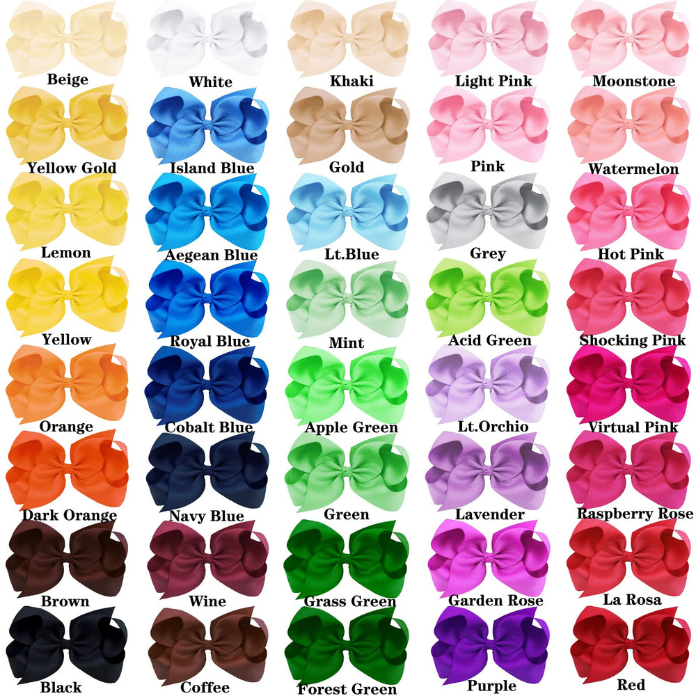 OAOLEER 6-inch bows on a toddler's head showing color variety