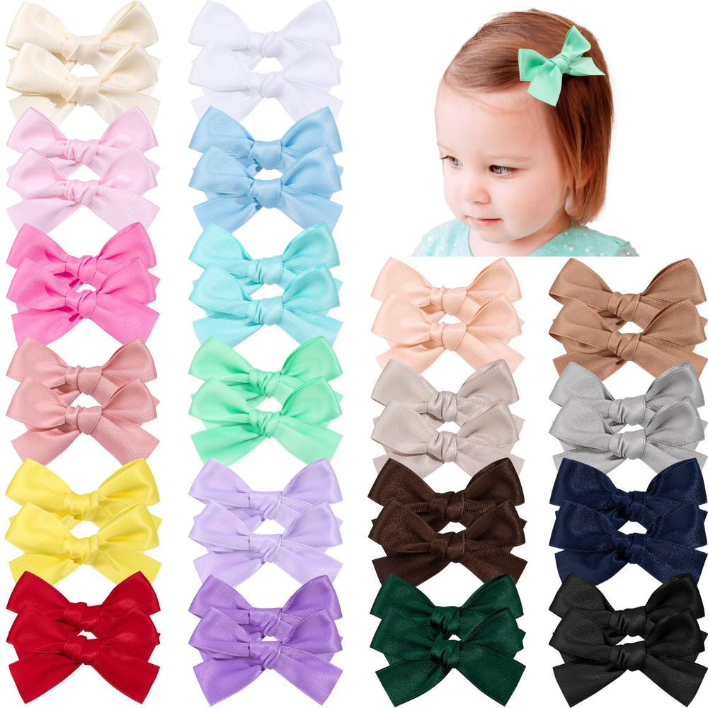 OAOLEER satin baby hair bows clip; gentle non-slip grip for daily wear.