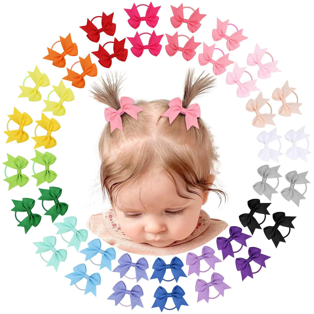 OAOLEER baby hair ties with bows 2-inch close-up for secure, gentle ponytails.