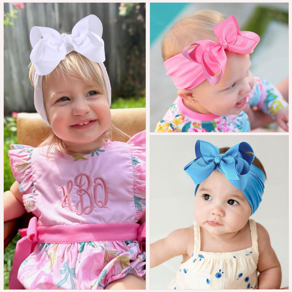 OAOLEER baby headbands on outfits suitable for everyday wear and photos.