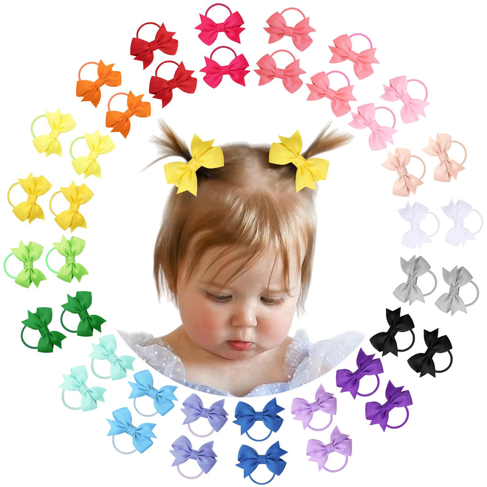 OAOLEER hair ties bows 2inch packaging shows a vibrant color assortment for versatile styling.