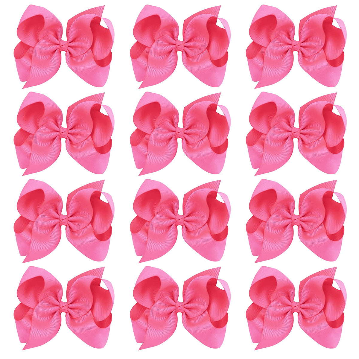 OAOLEER hot pink bow 8-inch close-up showing vibrant color and durable grosgrain texture for everyday wear.