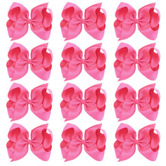 OAOLEER hot pink bow 8-inch close-up showing vibrant color and durable grosgrain texture for everyday wear.
