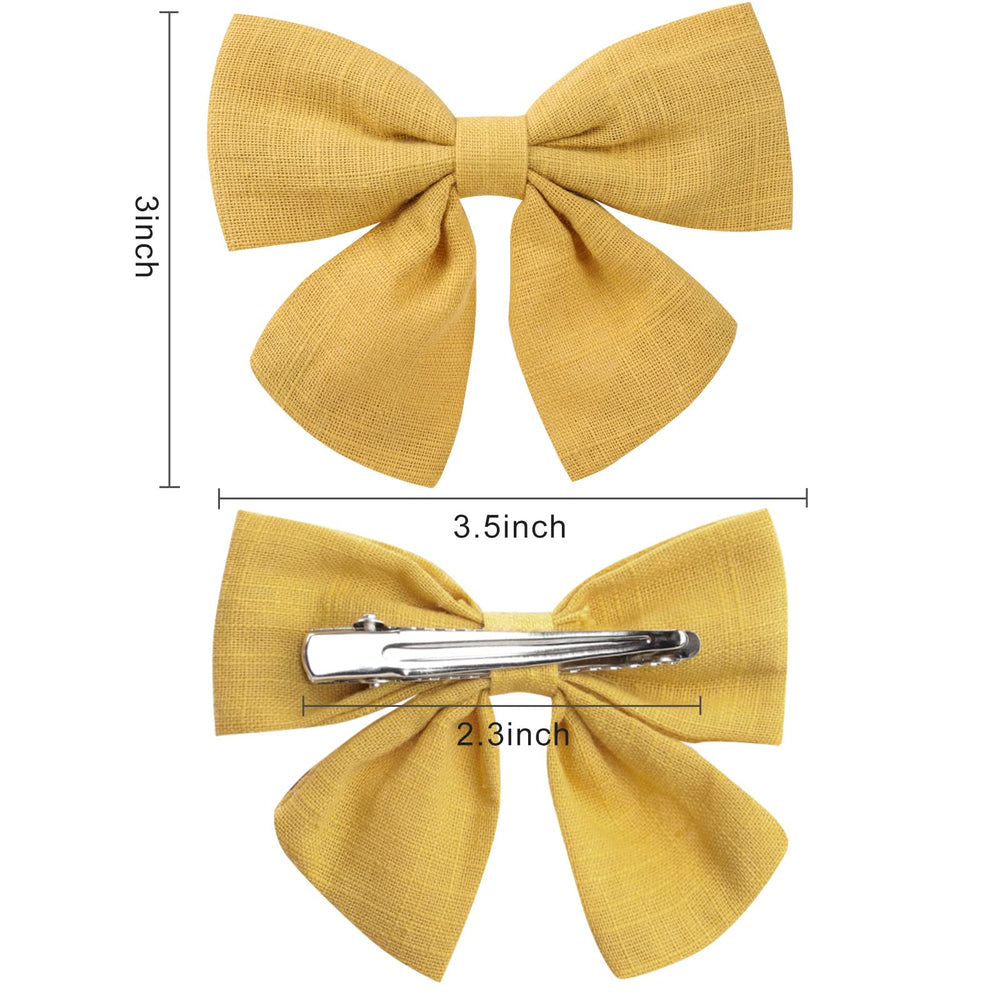 OAOLEER linen bow closeup showing soft texture and gentle styling.