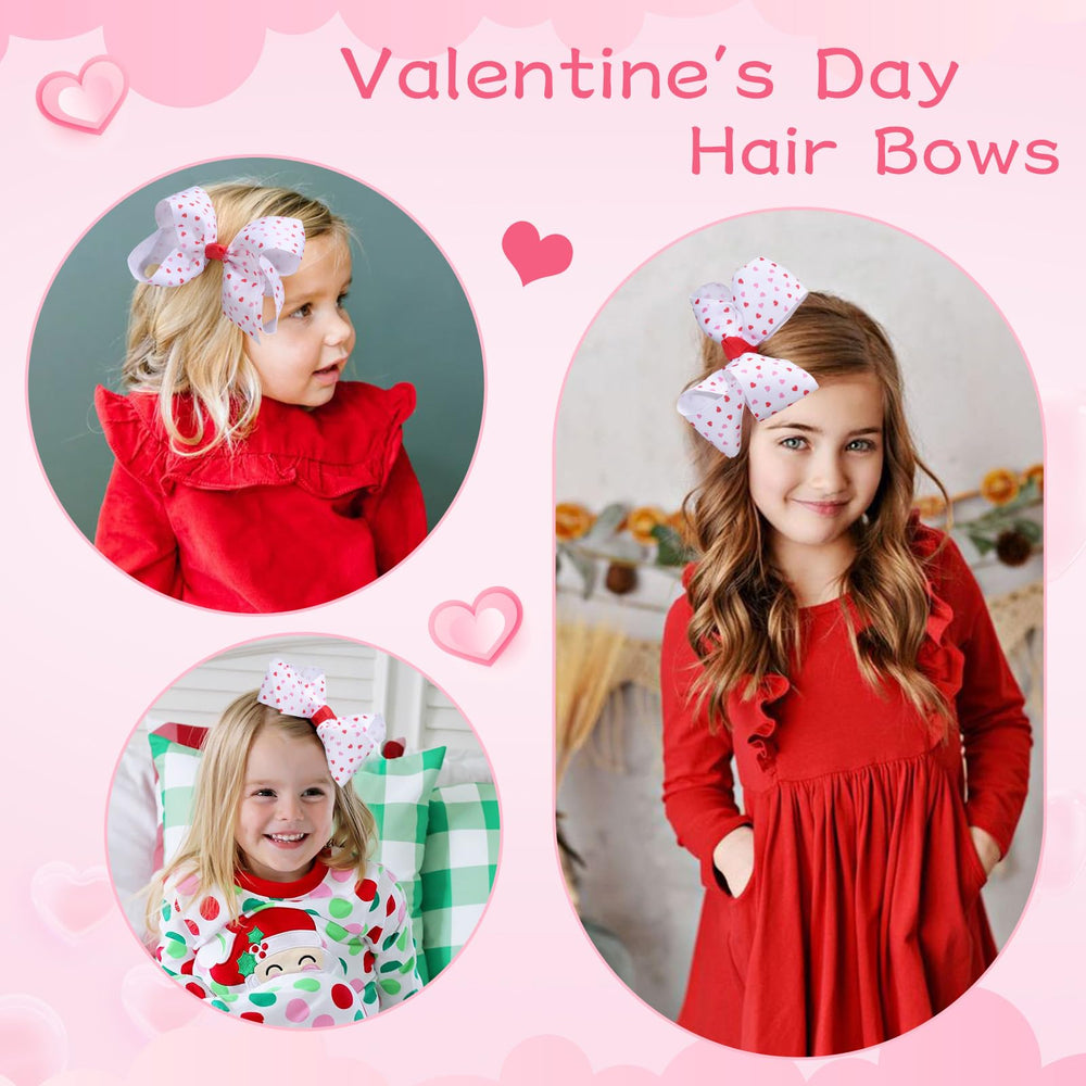 OAOLEER pink hearts design bow on clip for birthday party look