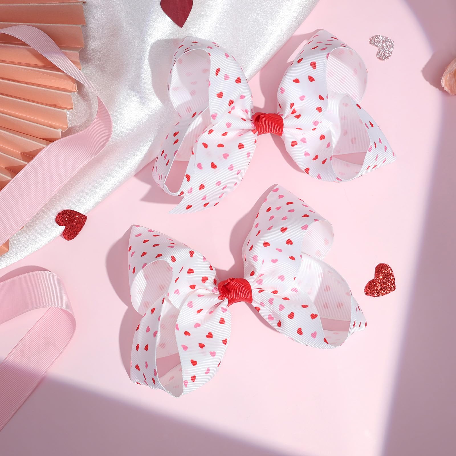 OAOLEER two pink heart bows ready for family photography