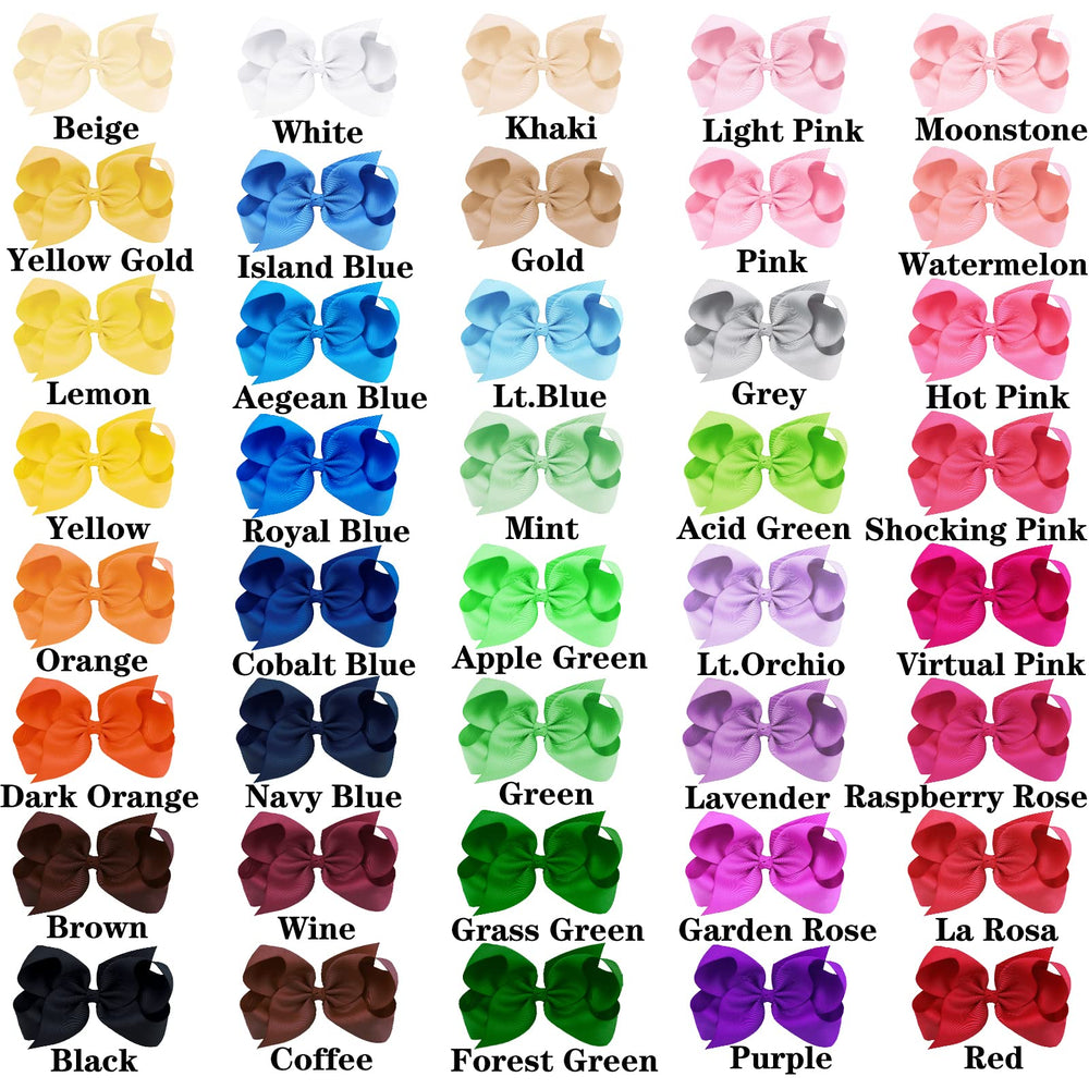 OAOLEER 4-5inch hair bows closeup on glossy grosgrain ribbon for polished outfits.