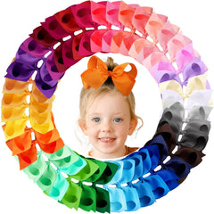 OAOLEER 40pcs 6-inch hair bows pack in vibrant colors for quick daily outfits.