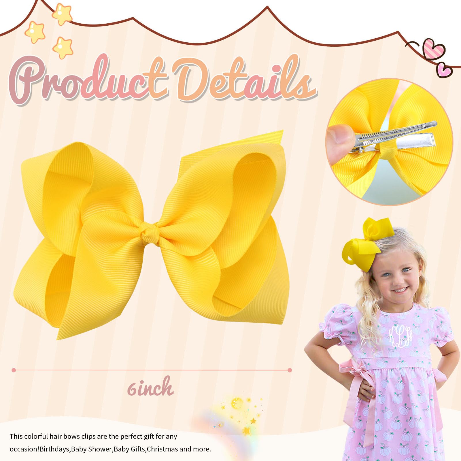 OAOLEER 6-inch grosgrain bow ready for adorable toddler pigtails.