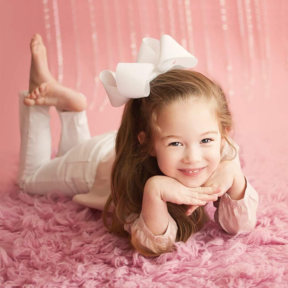 OAOLEER big hair bow 6inch white on clip for active play
