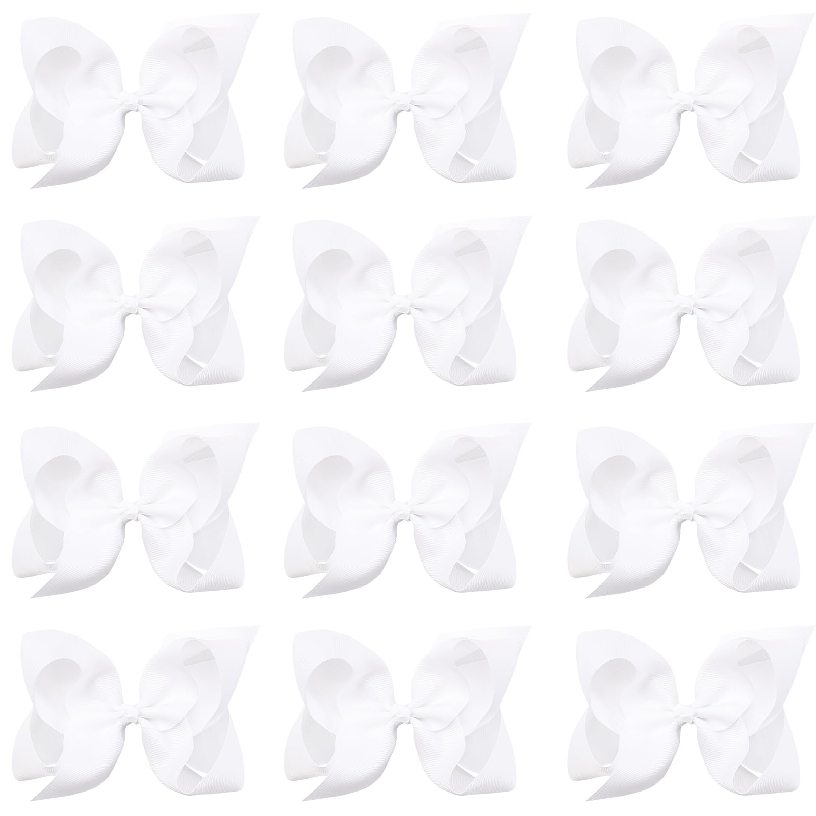 OAOLEER big hair bow 8inch white on clip for secure toddler styling