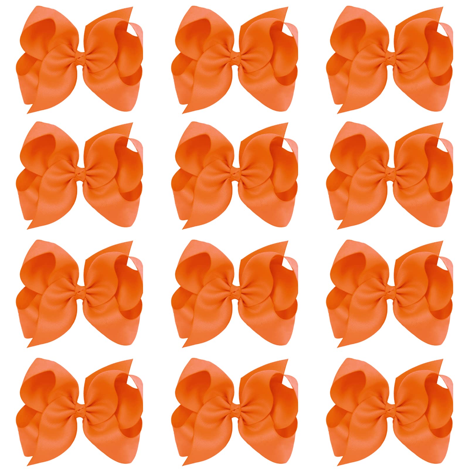 Oaoleer big hair bows orange 8inch—vibrant accessory for everyday outfits and easy alligator clips.