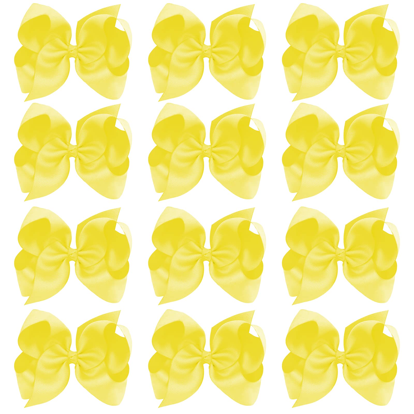 Oaooleer big hair bows in yellow grosgrain with 8-inch clip for durable everyday outfits.