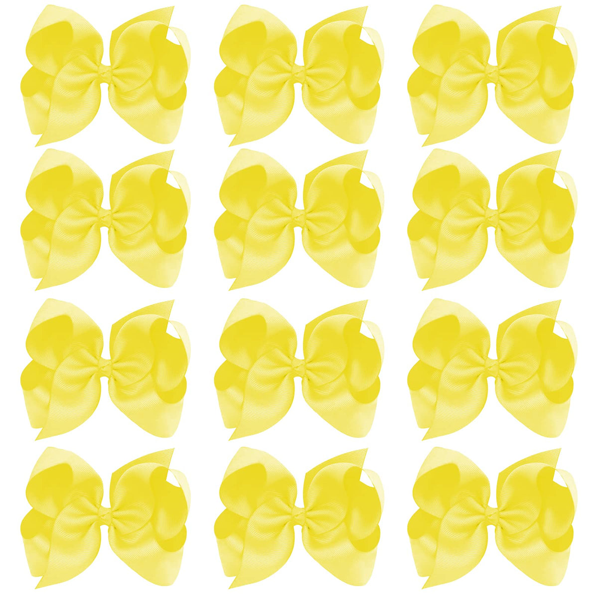 Oaooleer big hair bows in yellow grosgrain with 8-inch clip for durable everyday outfits.